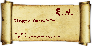 Ringer Agenór névjegykártya